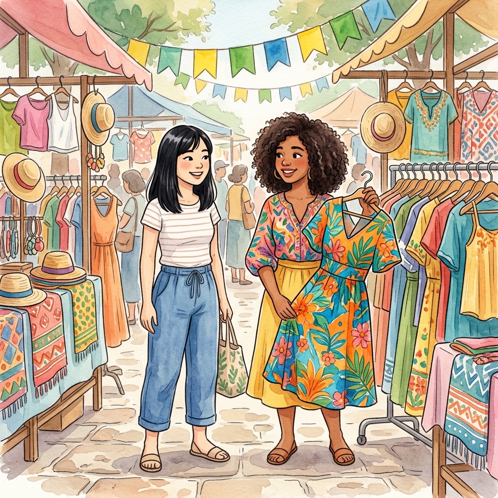 Na feira de roupas